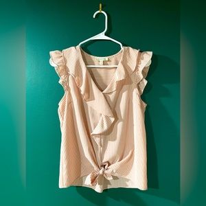 Monteau Tie Front Striped Blouse